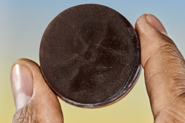 Flash frozen coffee puck from Cometeer