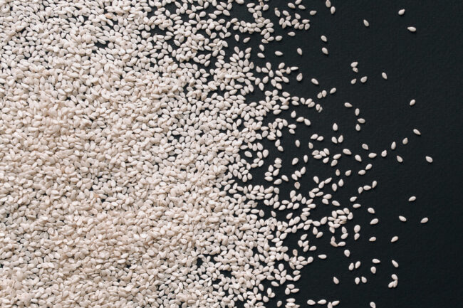 Scattered sesame seeds