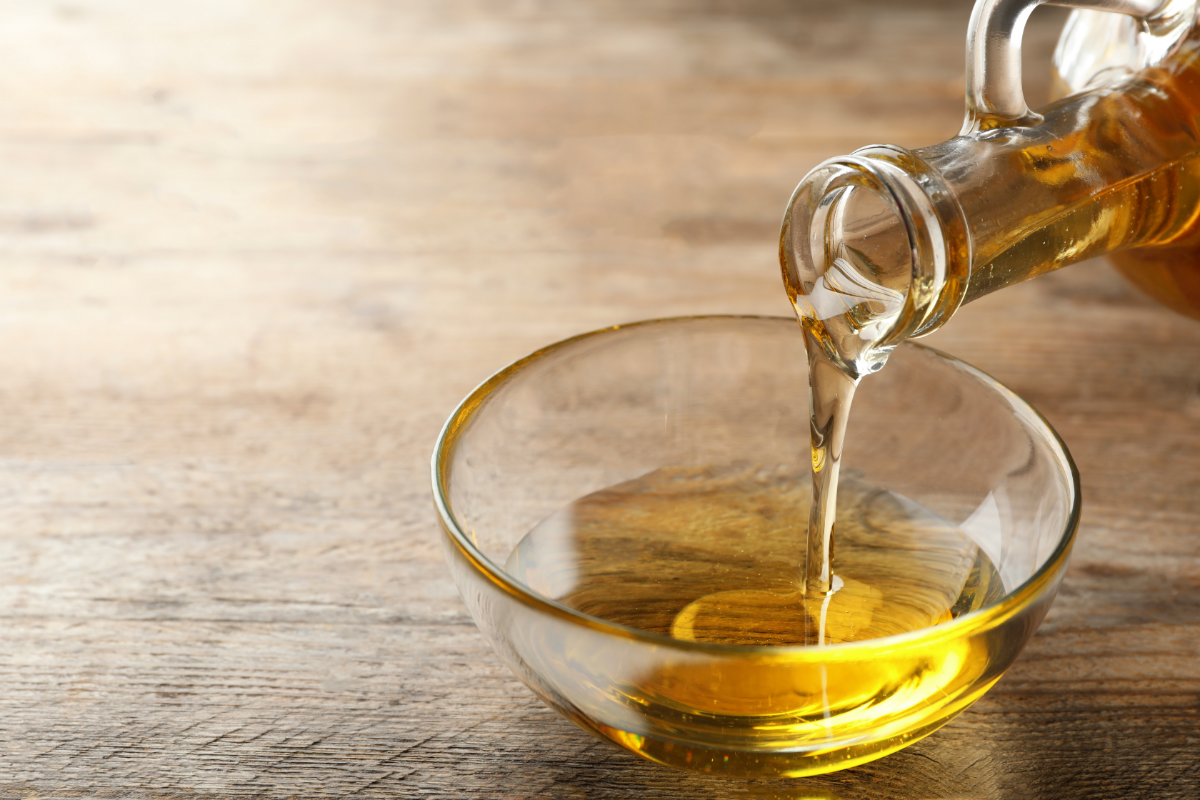 cooking oil poured into bowl