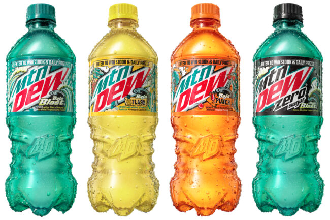 Mtn Dew Baja Blast, Baja Blast Zero Sugar, Baja Flash and Baja Punch