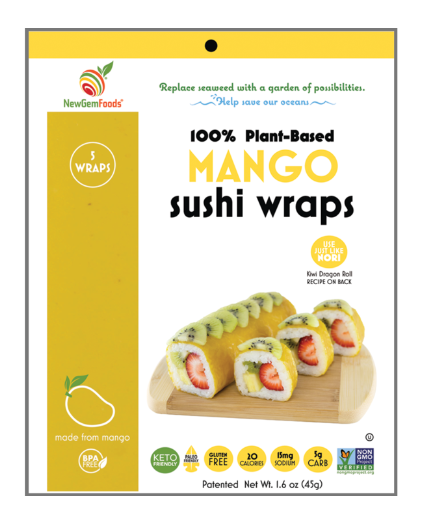 Mango-flavored sushi wrap from New Gem Foods