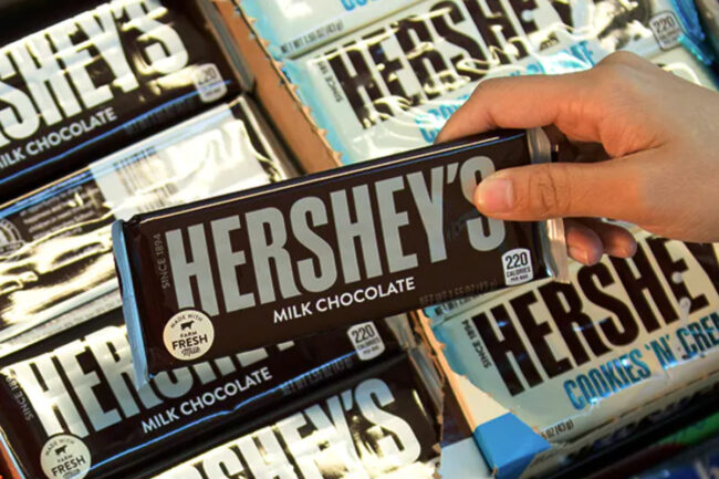 Grabbing Hershey's chocolate bar