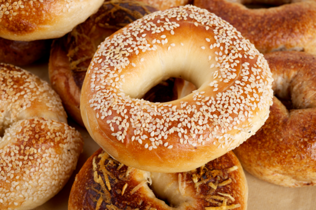 Close up of sesame bagel