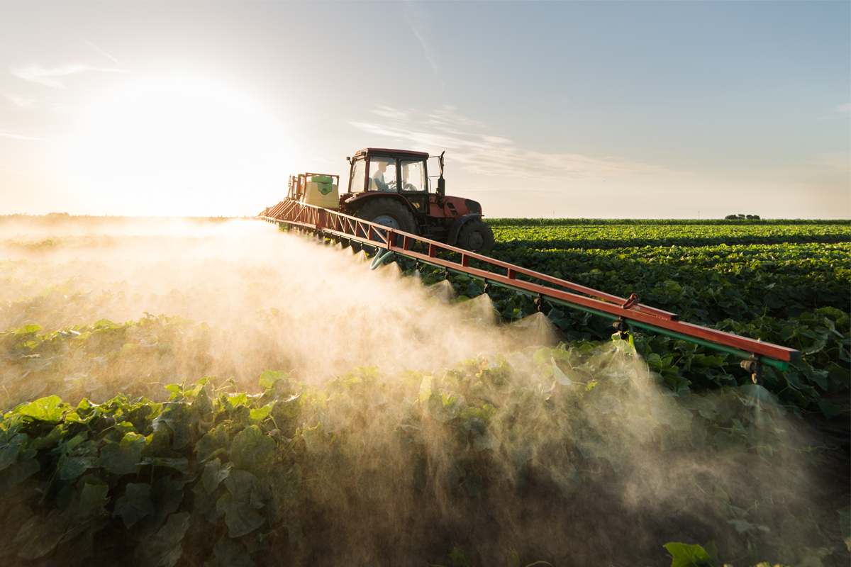 Industrial machine using fertilizer with crops