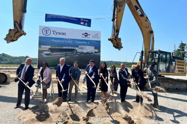 Tyson Foods executives breaking ground on expansion project in Caseyville, Ill. 