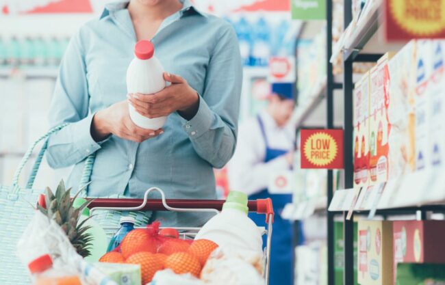 Person reading food label