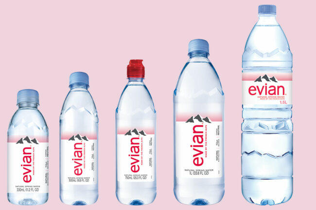 Evian water bottles 