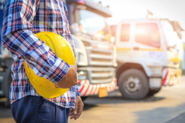 Construction worker with a hardhat