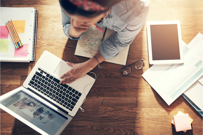 Entrepreneur at computer