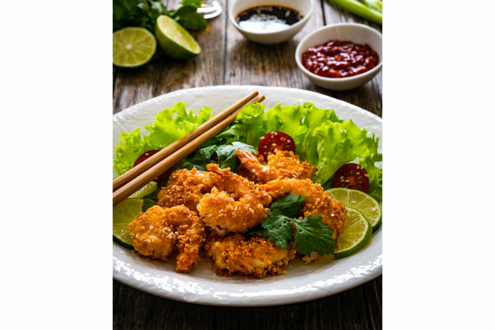 Shrimp fried in panko