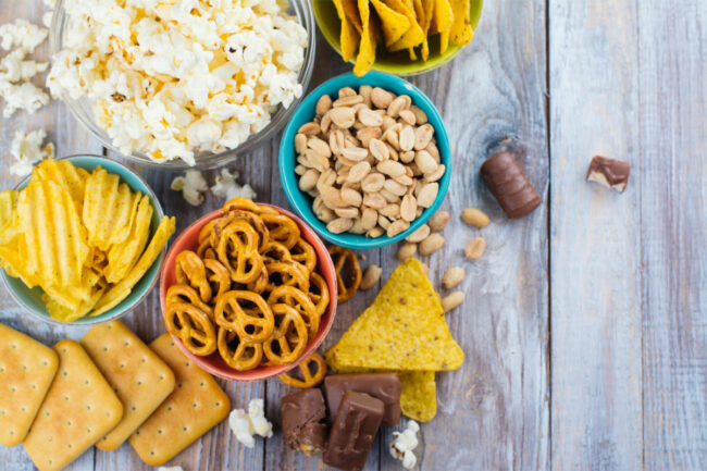 Various kinds of crunchy snacks