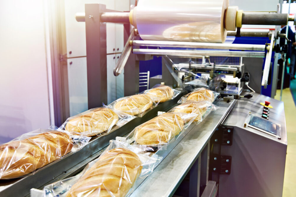 bread on conveyor belt